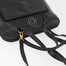 CELINE Circle Hand Bag Leather 2way Black Gold Auth YKZ085-6