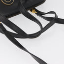 CELINE Circle Hand Bag Leather 2way Black Gold Auth YKZ085-7