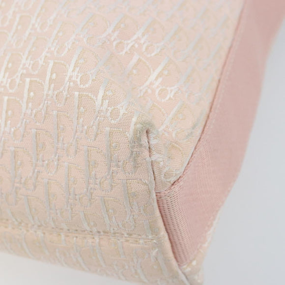 Christian Dior Trotter Canvas Shoulder Bag Pink Silver Auth YKZ088A