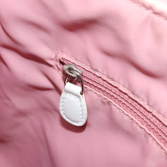 Christian Dior Trotter Canvas Shoulder Bag Pink Silver Auth YKZ088A