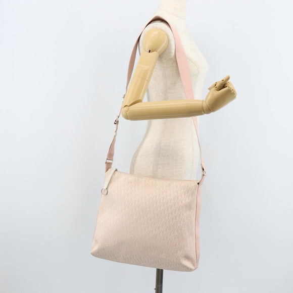 Christian Dior Trotter Canvas Shoulder Bag Pink Silver Auth YKZ088A