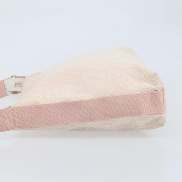 Christian Dior Trotter Canvas Shoulder Bag Pink Silver Auth YKZ088A