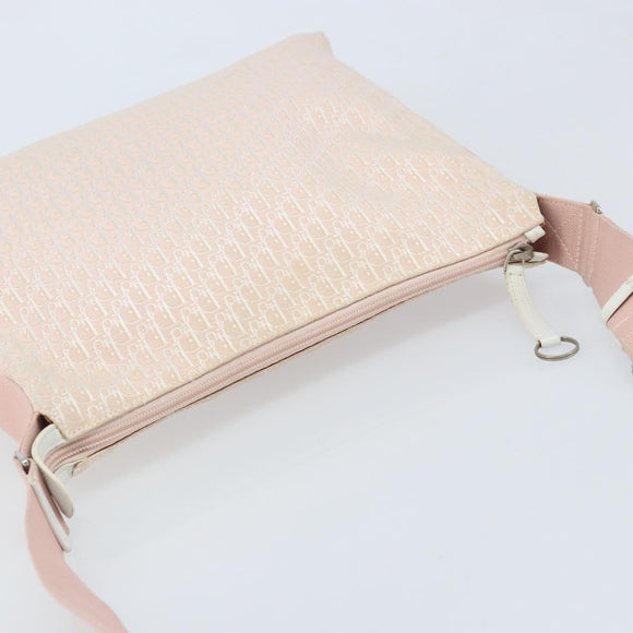 Christian Dior Trotter Canvas Shoulder Bag Pink Silver Auth YKZ088A