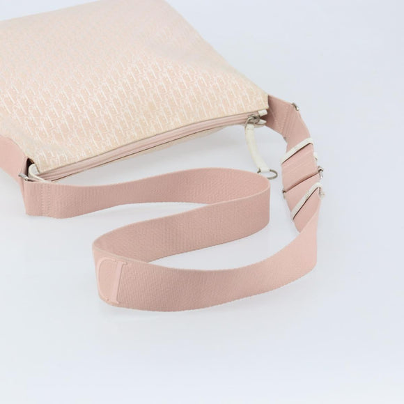 Christian Dior Trotter Canvas Shoulder Bag Pink Silver Auth YKZ088A