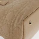 Christian Dior Lady Dior Canage Hand Bag Coated Canvas Beige Gold Auth YKZ089-9