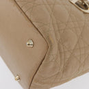 Christian Dior Lady Dior Canage Hand Bag Coated Canvas Beige Gold Auth YKZ089-14