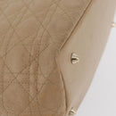 Christian Dior Lady Dior Canage Hand Bag Coated Canvas Beige Gold Auth YKZ089-15