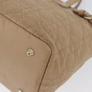 Christian Dior Lady Dior Canage Hand Bag Coated Canvas Beige Gold Auth YKZ089-16