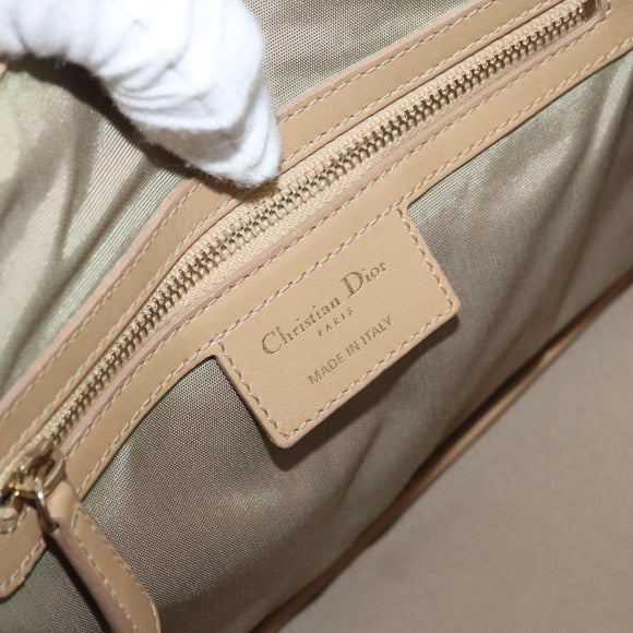 Christian Dior Lady Dior Canage Hand Bag Coated Canvas Beige Gold Auth YKZ089