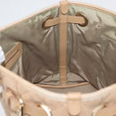 Christian Dior Lady Dior Canage Hand Bag Coated Canvas Beige Gold Auth YKZ089-18