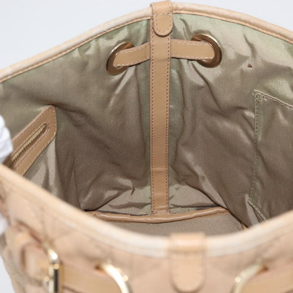 Christian Dior Lady Dior Canage Hand Bag Coated Canvas Beige Gold Auth YKZ089
