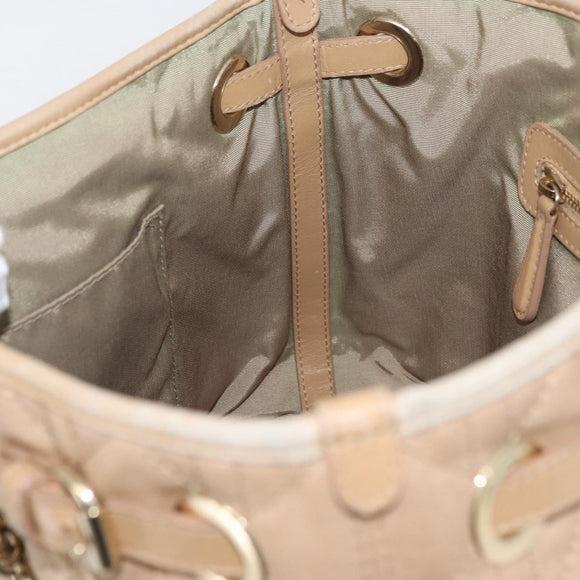 Christian Dior Lady Dior Canage Hand Bag Coated Canvas Beige Gold Auth YKZ089