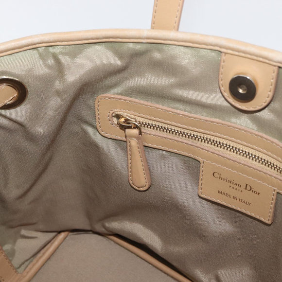 Christian Dior Lady Dior Canage Hand Bag Coated Canvas Beige Gold Auth YKZ089