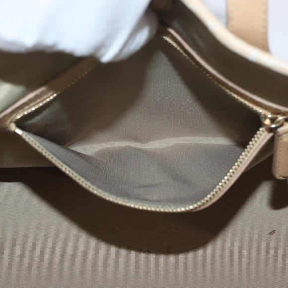 Christian Dior Lady Dior Canage Hand Bag Coated Canvas Beige Gold Auth YKZ089