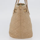 Christian Dior Lady Dior Canage Hand Bag Coated Canvas Beige Gold Auth YKZ089-4