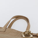 Christian Dior Lady Dior Canage Hand Bag Coated Canvas Beige Gold Auth YKZ089-8