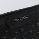 Jimmy Choo Clutch Bag Leather Black Auth YKZ093-17