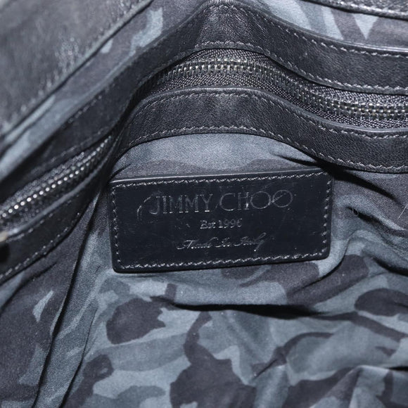 Jimmy Choo Clutch Bag Leather Black Auth YKZ093