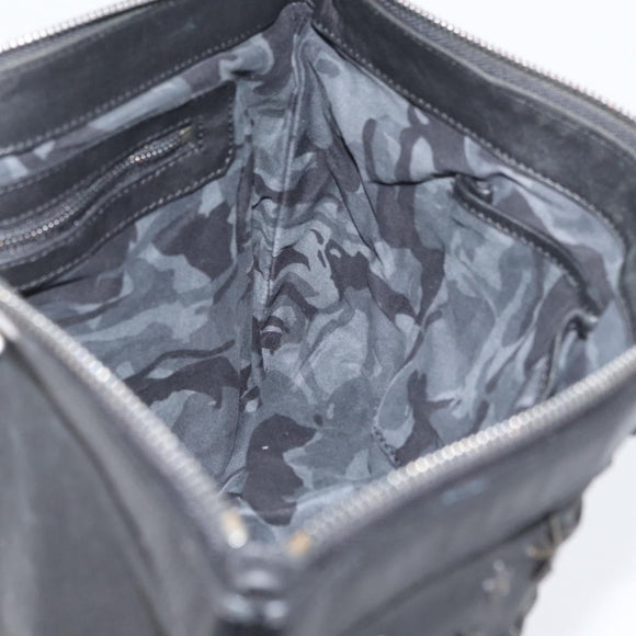 Jimmy Choo Clutch Bag Leather Black Auth YKZ093
