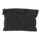 Jimmy Choo Clutch Bag Leather Black Auth YKZ093-13