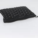 Jimmy Choo Clutch Bag Leather Black Auth YKZ093-5