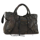 BALENCIAGA The City Hand Bag Leather 2way Brown 115748 Auth YKZ094-1