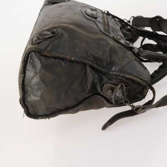 BALENCIAGA The City Hand Bag Leather 2way Brown 115748 Auth YKZ094