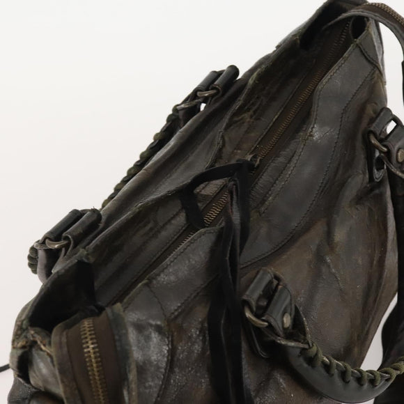 BALENCIAGA The City Hand Bag Leather 2way Brown 115748 Auth YKZ094