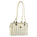 MCM Logogram Vicetos Tote Bag PVC Leather White Gold Auth YKZ095-1