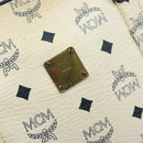 MCM Logogram Vicetos Tote Bag PVC Leather White Gold Auth YKZ095-15