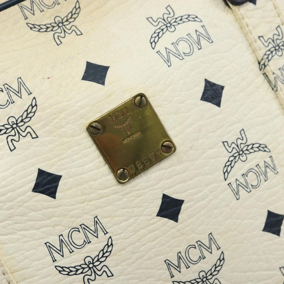 MCM Logogram Vicetos Tote Bag PVC Leather White Gold Auth YKZ095
