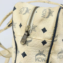 MCM Logogram Vicetos Tote Bag PVC Leather White Gold Auth YKZ095-16