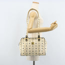 MCM Logogram Vicetos Tote Bag PVC Leather White Gold Auth YKZ095-20