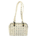MCM Logogram Vicetos Tote Bag PVC Leather White Gold Auth YKZ095-3