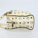 MCM Logogram Vicetos Tote Bag PVC Leather White Gold Auth YKZ095-5