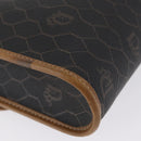 Christian Dior Honeycomb Canvas Chain Shoulder Bag PVC Black Gold Auth YKZ096-15
