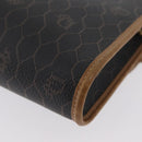 Christian Dior Honeycomb Canvas Chain Shoulder Bag PVC Black Gold Auth YKZ096-16