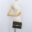 Christian Dior Honeycomb Canvas Chain Shoulder Bag PVC Black Gold Auth YKZ096-23
