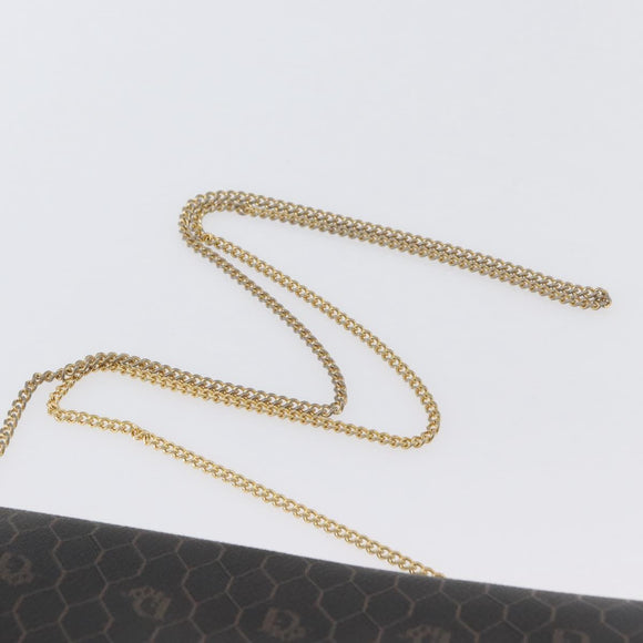 Christian Dior Honeycomb Canvas Chain Shoulder Bag PVC Black Gold Auth YKZ096