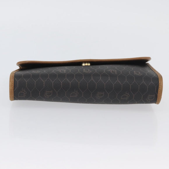 Christian Dior Honeycomb Canvas Chain Shoulder Bag PVC Black Gold Auth YKZ096