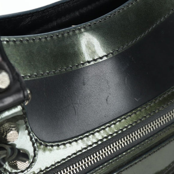 BALENCIAGA Giant City Hand Bag Leather 2way Black Silver 281770 Auth YKZ099SAV