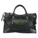 BALENCIAGA Giant City Hand Bag Leather 2way Black Silver 281770 Auth YKZ099SAV-13