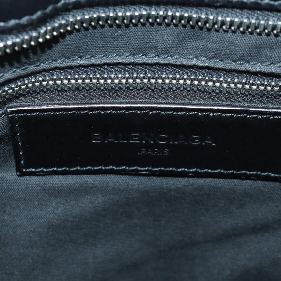 BALENCIAGA Giant City Hand Bag Leather 2way Black Silver 281770 Auth YKZ099SAV