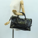 BALENCIAGA Giant City Hand Bag Leather 2way Black Silver 281770 Auth YKZ099SAV-28