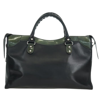 BALENCIAGA Giant City Hand Bag Leather 2way Black Silver 281770 Auth YKZ099SAV - 0