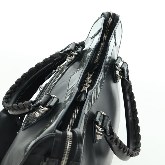 BALENCIAGA Giant City Hand Bag Leather 2way Black Silver 281770 Auth YKZ099SAV