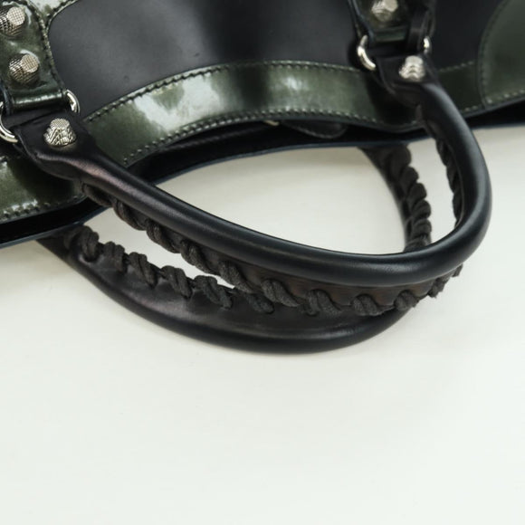 BALENCIAGA Giant City Hand Bag Leather 2way Black Silver 281770 Auth YKZ099SAV