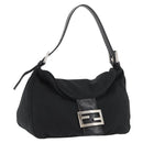 FENDI Mamma Baguette Shoulder Bag Nylon Black Silver Auth YKZ1001-1
