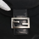FENDI Mamma Baguette Shoulder Bag Nylon Black Silver Auth YKZ1001-18