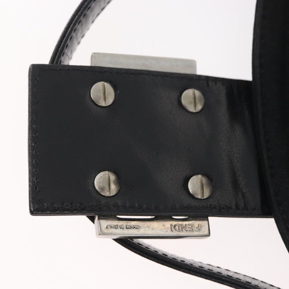FENDI Mamma Baguette Shoulder Bag Nylon Black Silver Auth YKZ1001